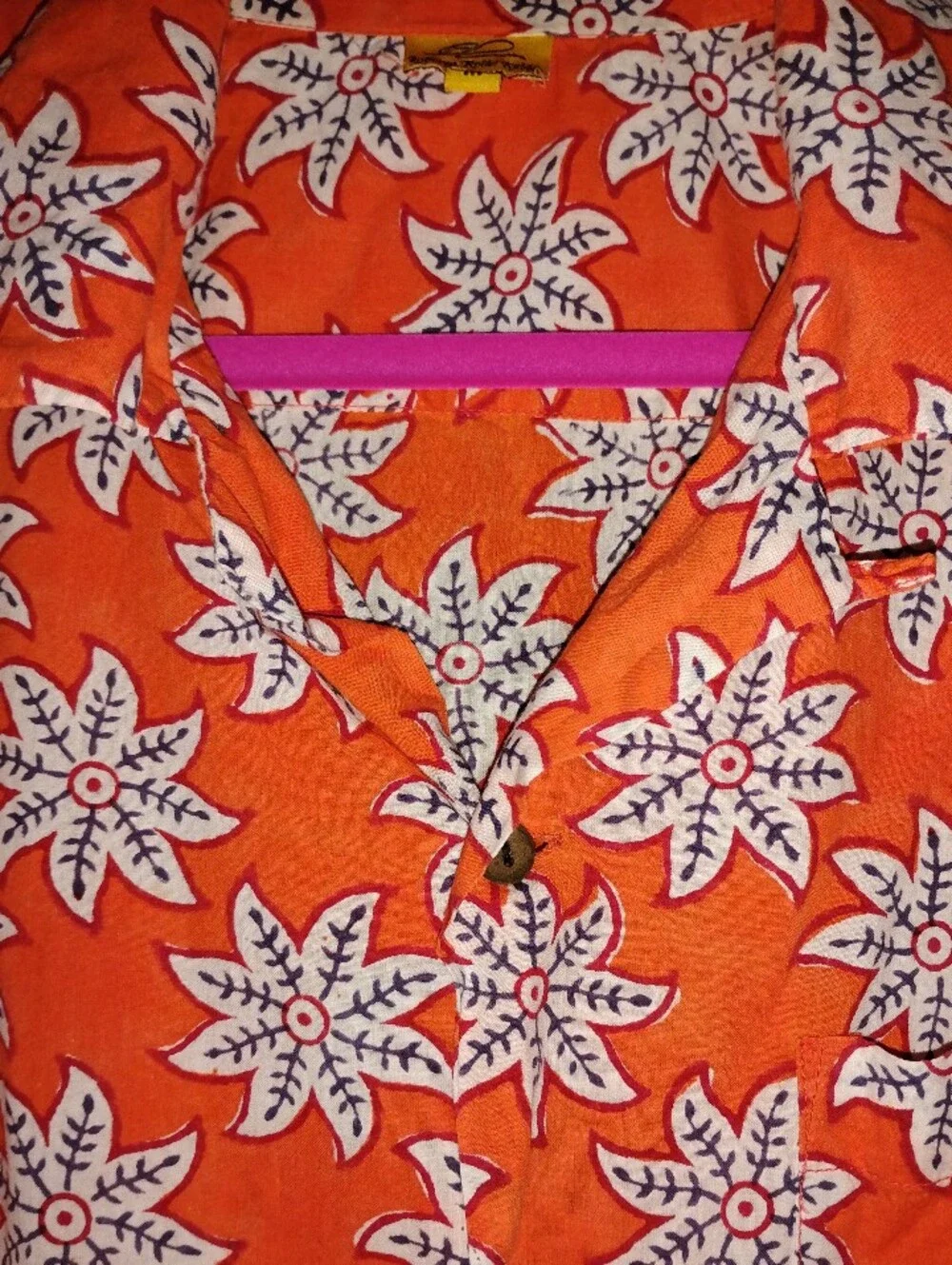 Roberta Roller Rabbit Men's Burnt Orange Cotton Print Short Sleeve Buttondown M